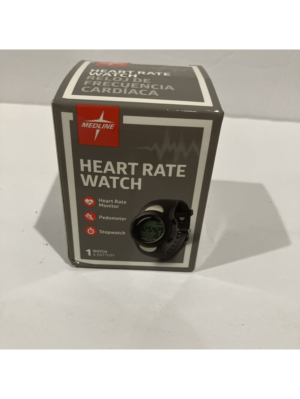 Medline WR30M Heart Rate Watch Monitor w/ Pedometer Stopwatch Clock NEW